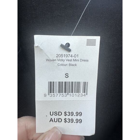 CottonOn Black Sleeveless Button Down Collared Shirt Dress Lagenlook Oversized S - Picture 5 of 10